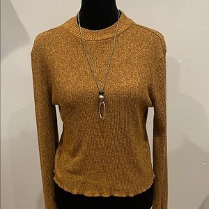 Brown Ribbed Long Sleeve top